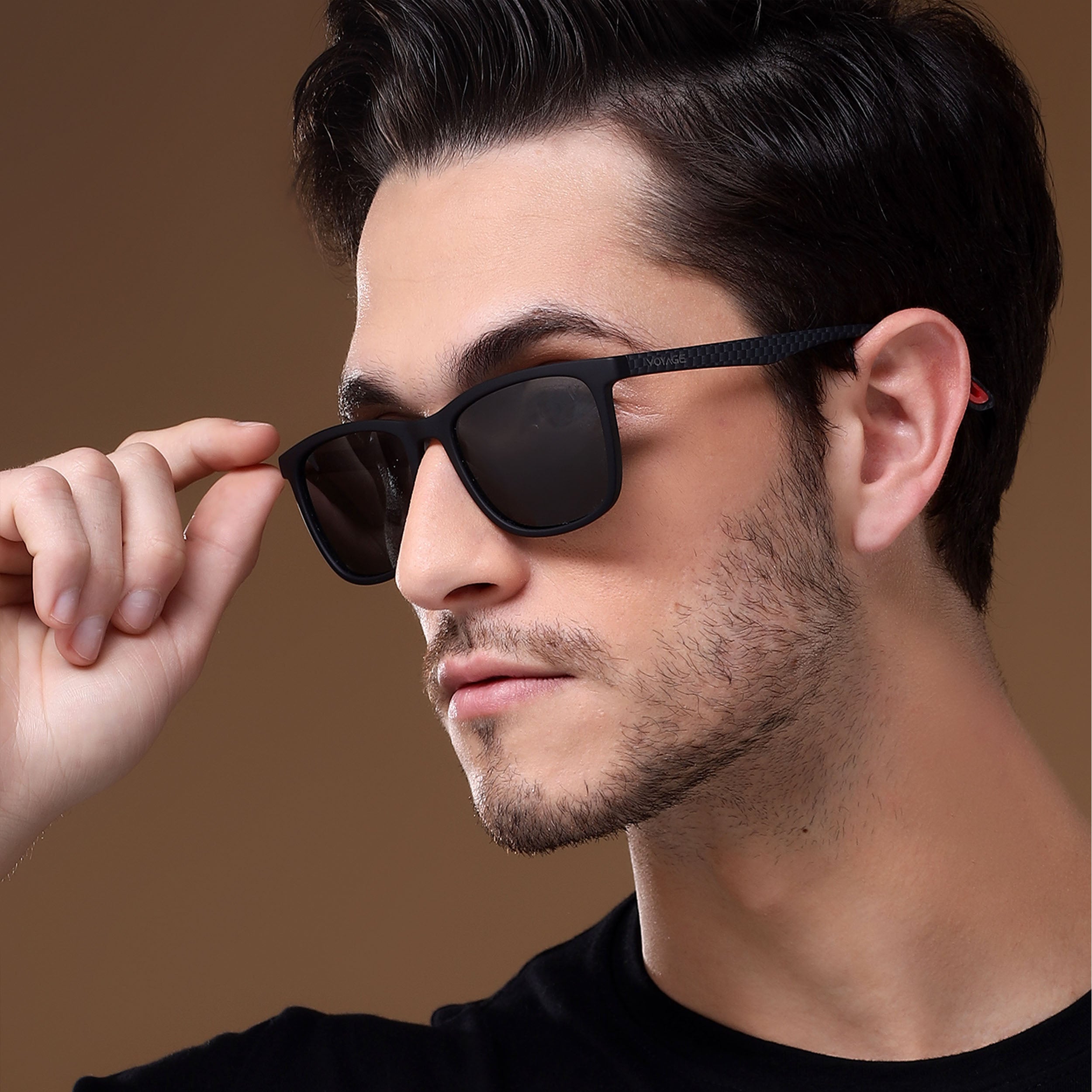 Voyage Exclusive Wayfarer Polarized Sunglasses for Men & Women (Black Lens | Matt Black Frame - PMG5255)