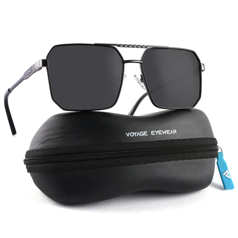 Wayfarer Polarized Sunglasses (Black Lens | Black & Grey Frame - PMG5300)