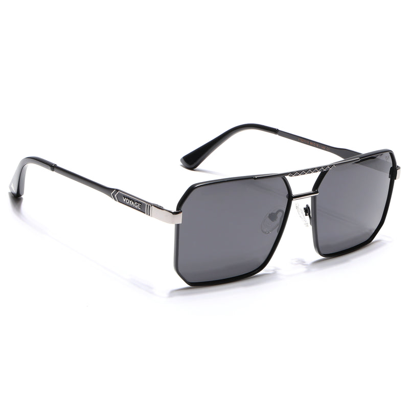Wayfarer Polarized Sunglasses (Black Lens | Black & Grey Frame - PMG5300)
