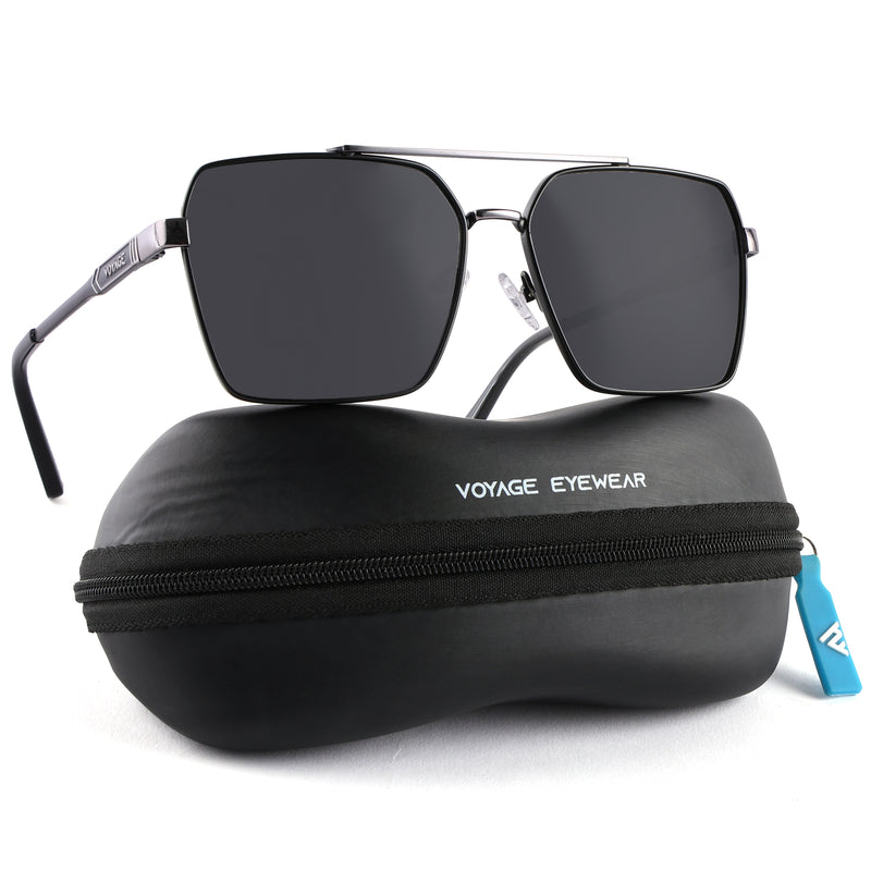 Wayfarer Polarized Sunglasses (Black Lens | Black & Grey Frame - PMG5303)