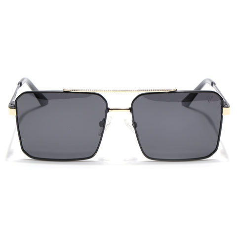 Wayfarer Polarized Sunglasses (Black Lens | Black & Golden Frame - PMG5308)