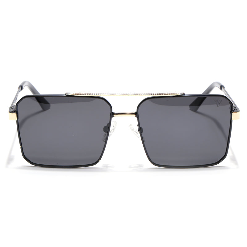 Wayfarer Polarized Sunglasses (Black Lens | Black & Golden Frame - PMG5308)