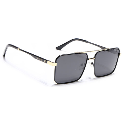 Wayfarer Polarized Sunglasses (Black Lens | Black & Golden Frame - PMG5308)