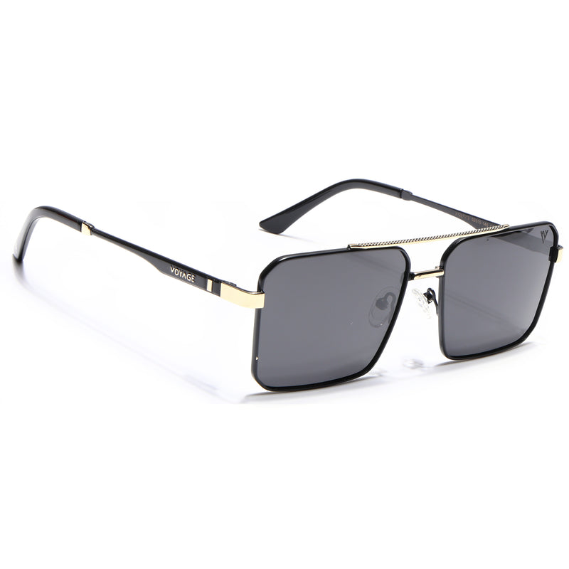 Wayfarer Polarized Sunglasses (Black Lens | Black & Golden Frame - PMG5308)