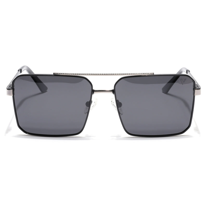 Wayfarer Polarized Sunglasses (Black Lens | Black & Silver Frame - PMG5310)