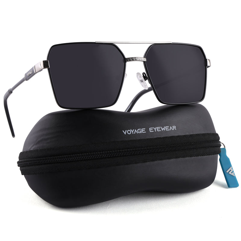 Wayfarer Polarized Sunglasses (Black Lens | Black & Silver Frame - PMG5313)