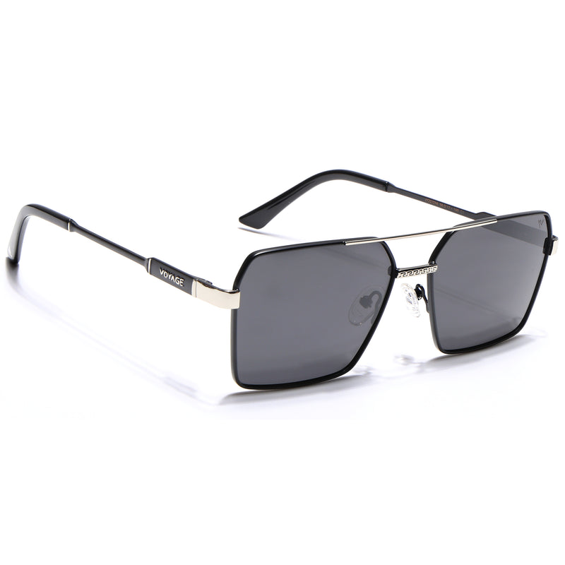 Wayfarer Polarized Sunglasses (Black Lens | Black & Silver Frame - PMG5313)