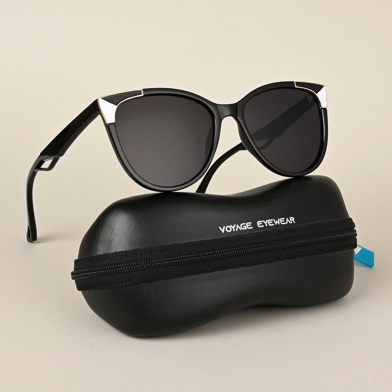 Voyage Black Cateye Sunglasses for Women (W9056MG4228)