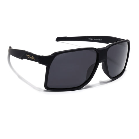 MountX | Black Wrap Around Polarized Sunglasses | Black Lens - PMG6738