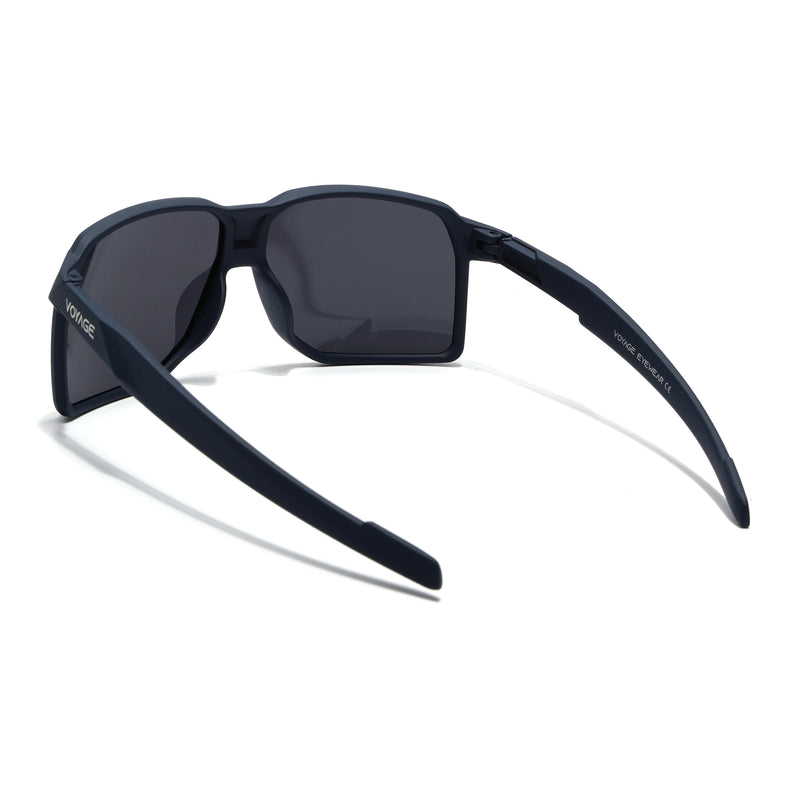 MountX | Navy Blue Wrap Around Polarized Sunglasses | Black Lens - PMG6742