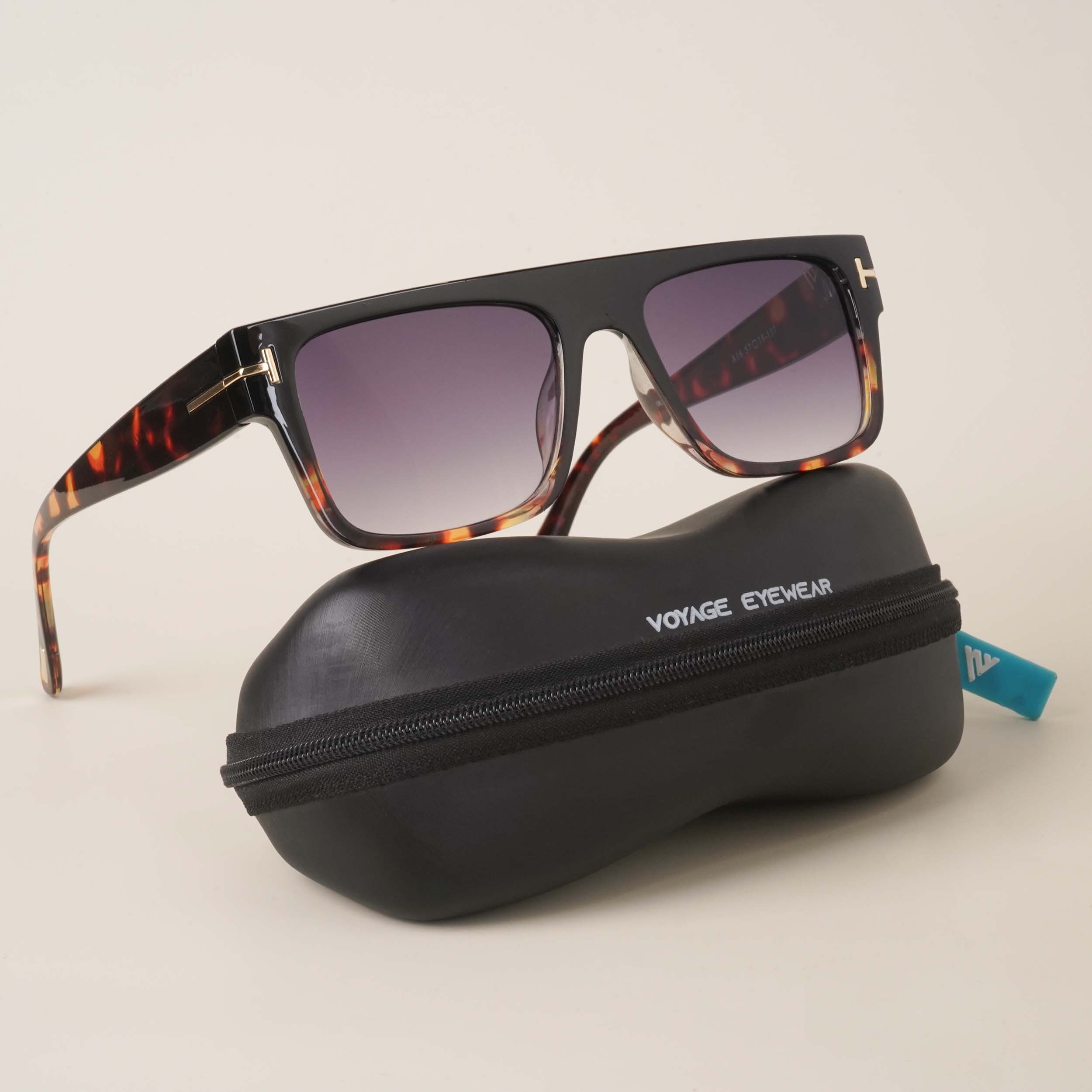 Voyage Black & Brown Wayfarer Sunglasses (A16MG3934)