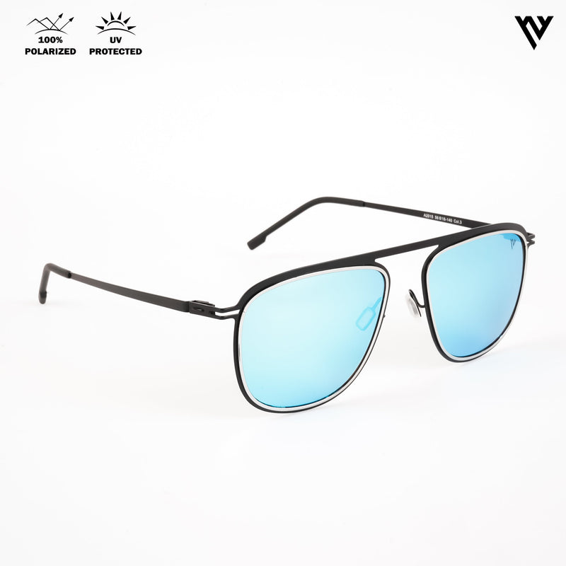 Black & Silver Polarized Wayfarer Sunglasses - PMG4287