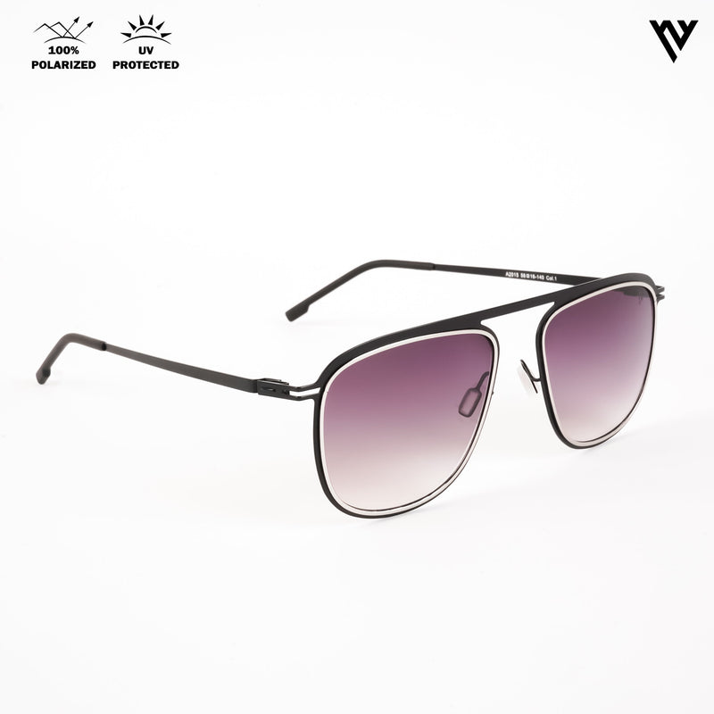 Black & Silver Polarized Wayfarer Sunglasses - PMG4288