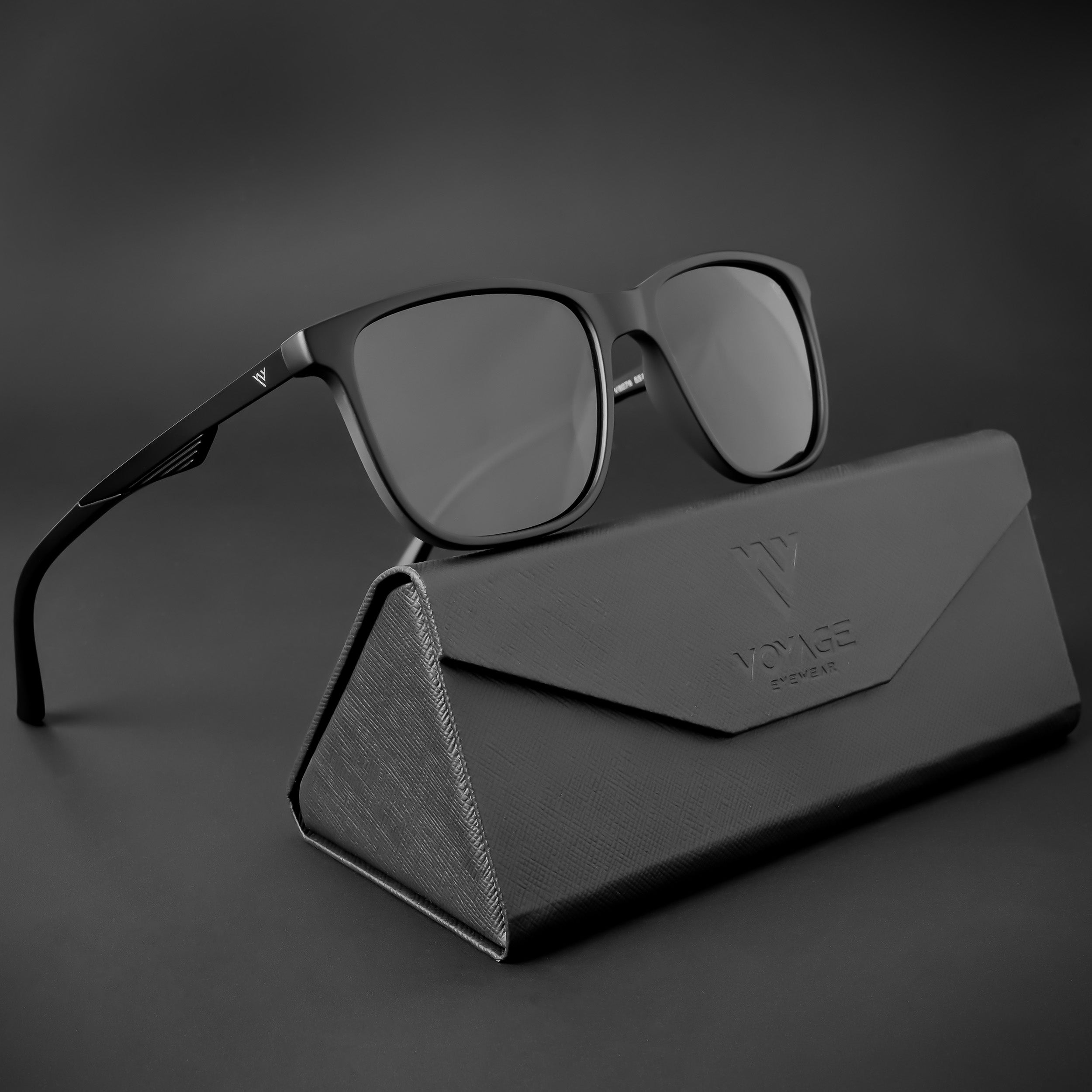Voyage Exclusive Wayfarer Polarized Sunglasses for Men & Women (Black Lens | Matt Black Frame - PMG5057)