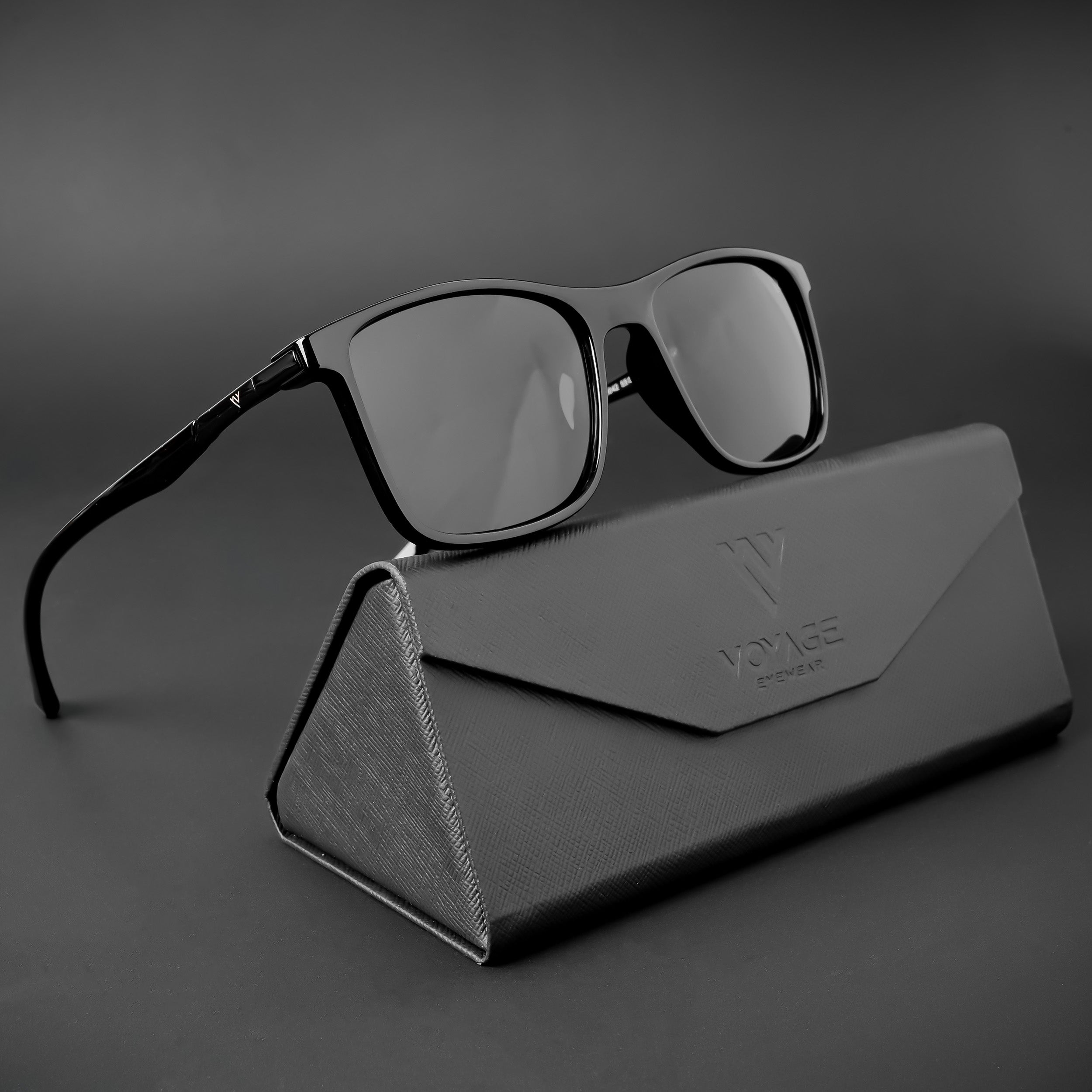Voyage Exclusive Wayfarer Polarized Sunglasses for Men & Women (Black Lens | Shine Black Frame - PMG5040)