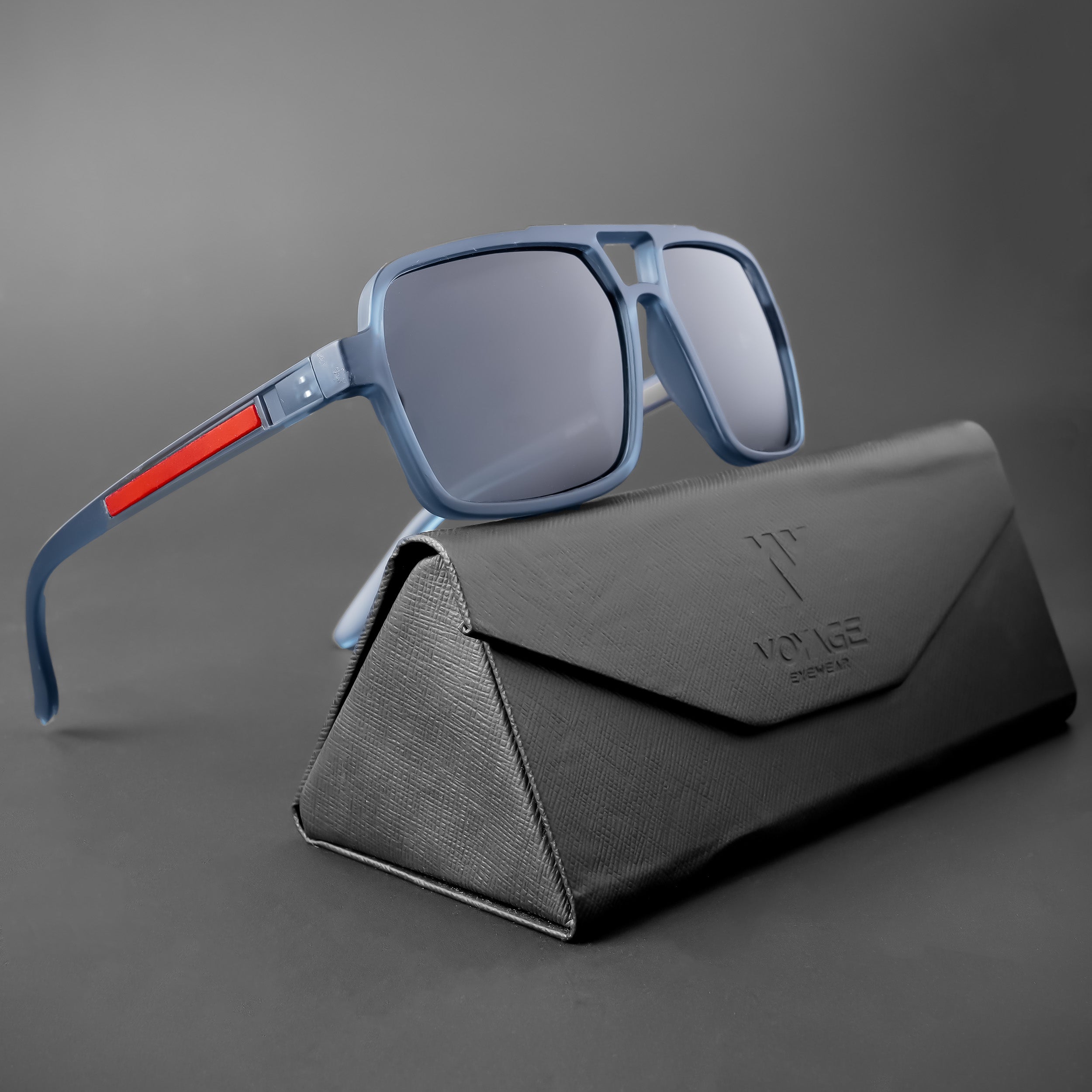 Wayfarer Polarized Sunglasses (Black Lens | Blue Frame - PMG5242)
