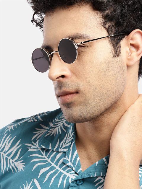 Quasar | Black Silver Round Sunglasses - MG3504