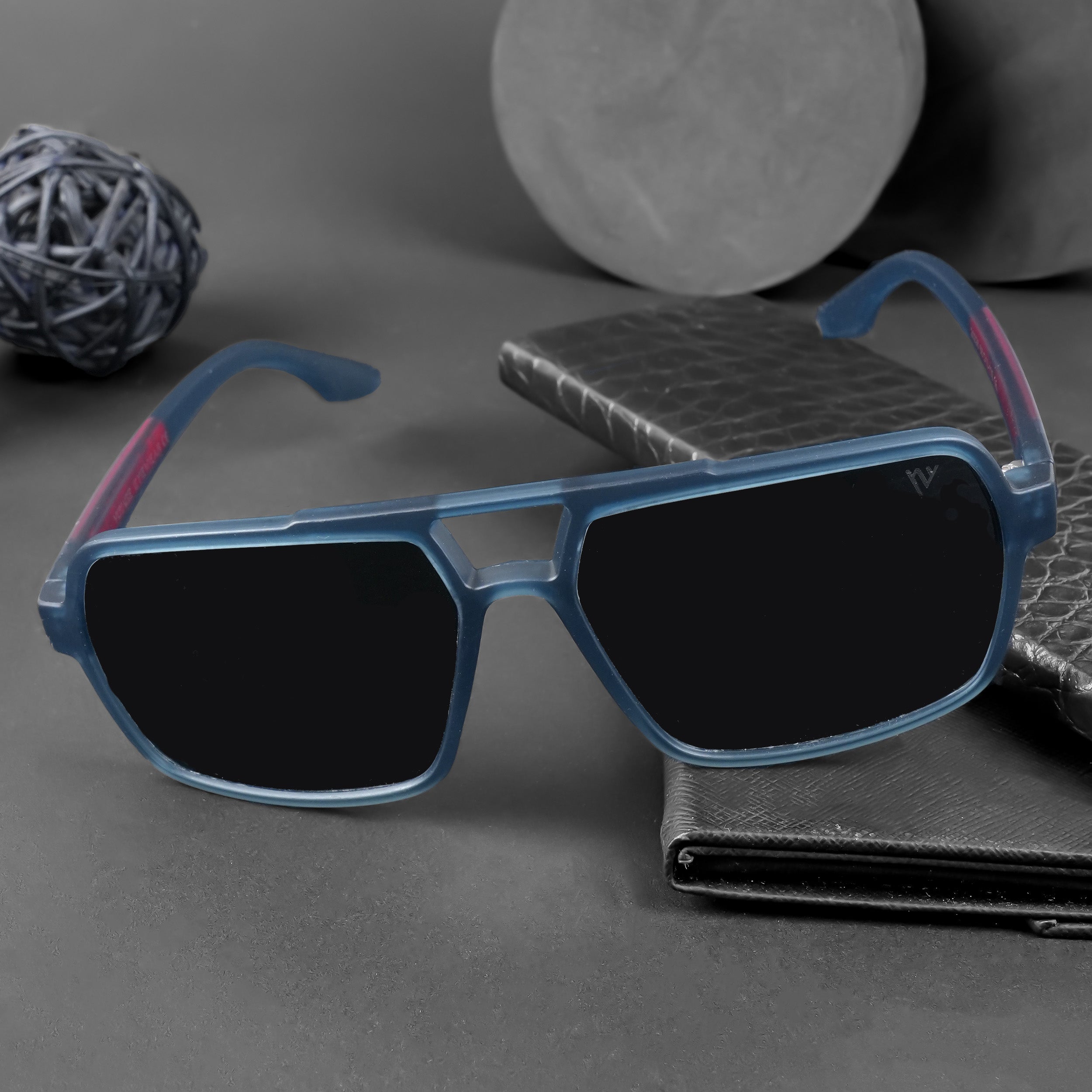 Voyage Exclusive Wayfarer Polarized Sunglasses for Men & Women (Black Lens | Blue Frame - PMG5242)