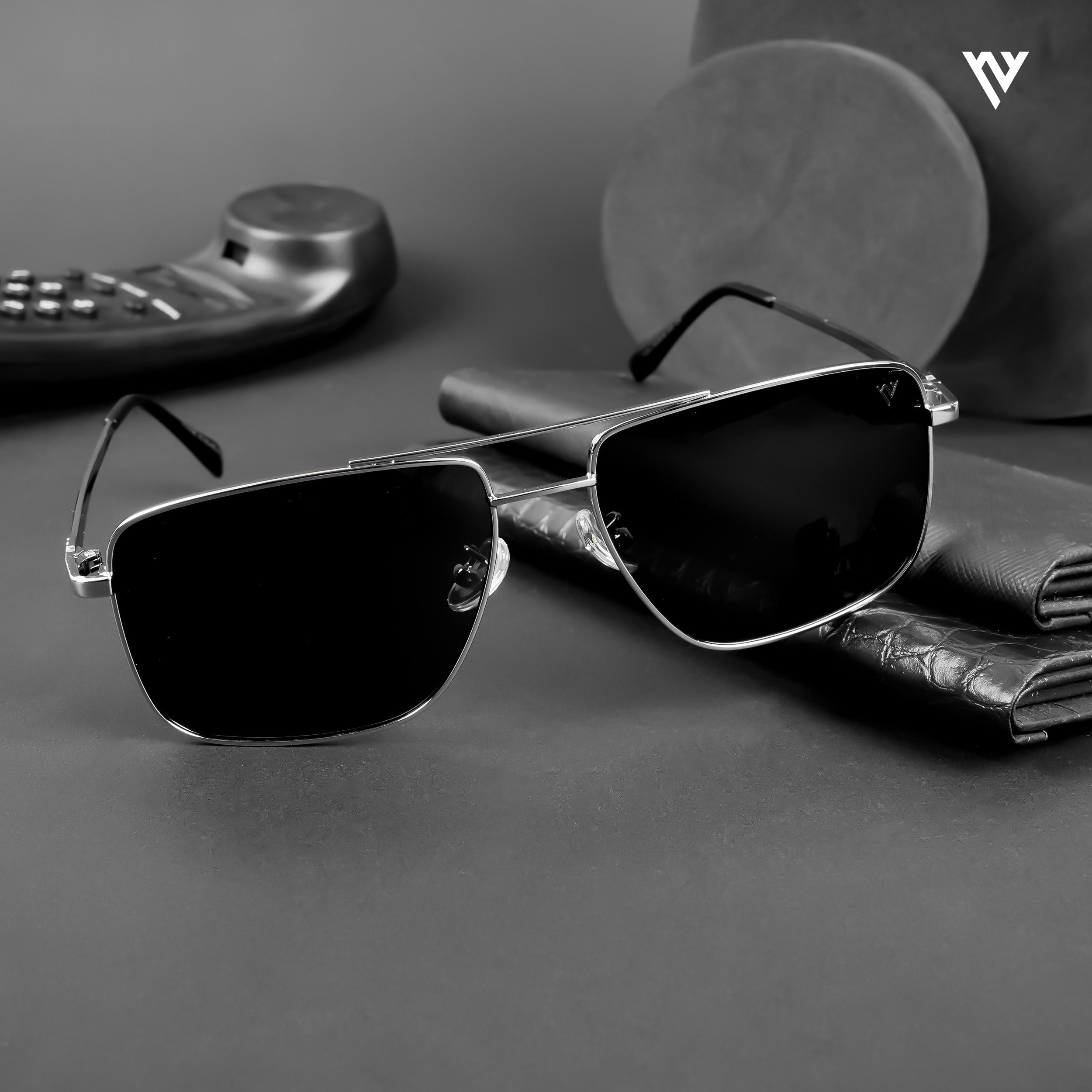 Voyage Exclusive Wayfarer Polarized Sunglasses for Men & Women (Black Lens | Silver Frame - PMG4980)