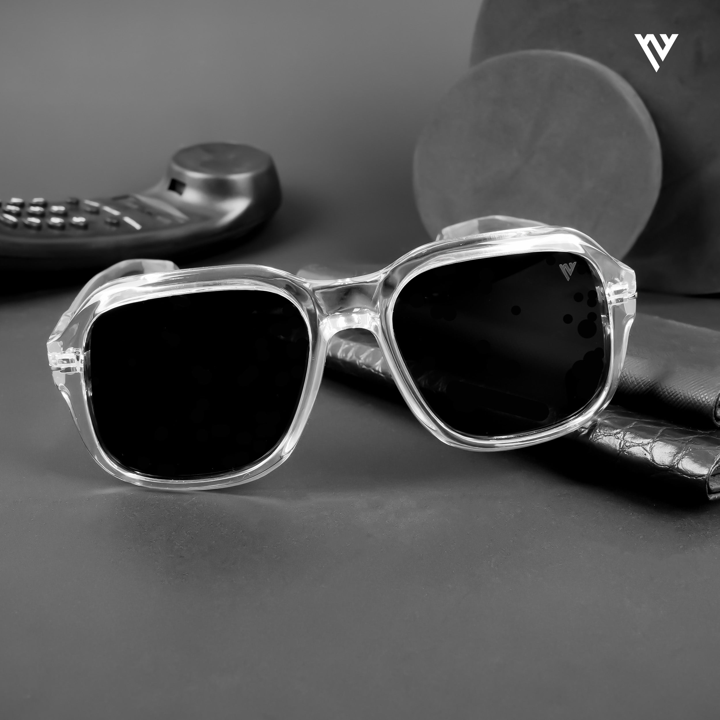 Voyage Exclusive Wayfarer Polarized Sunglasses for Men & Women (Black Lens | Transparent Frame - PMG4988)