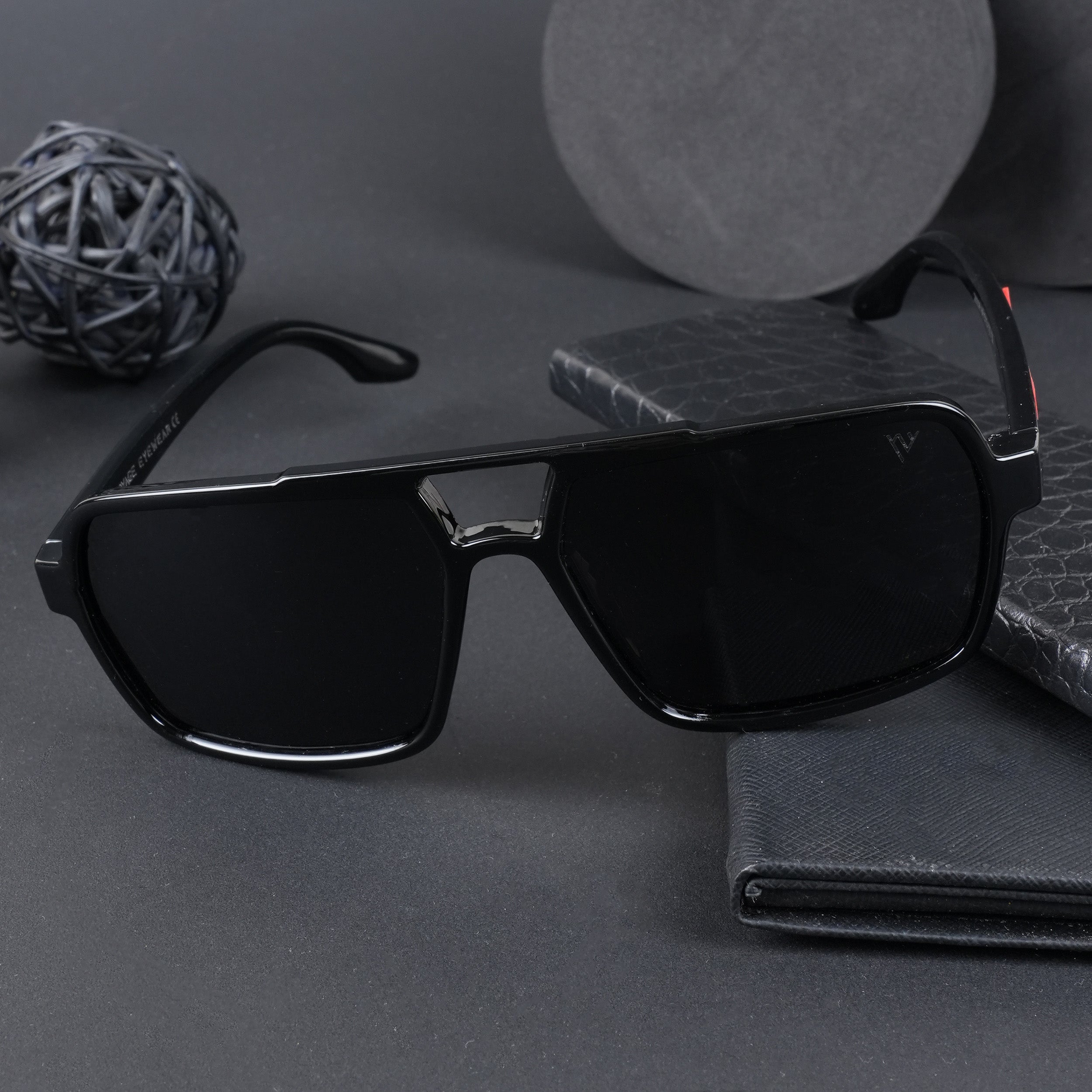 Voyage Exclusive Wayfarer Polarized Sunglasses for Men & Women (Black Lens | Shine Black Frame - PMG5240)