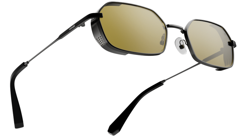 MAJOR | Black Hexagonal Polarized Sunglasses | Olive Lens - EXPMG9121