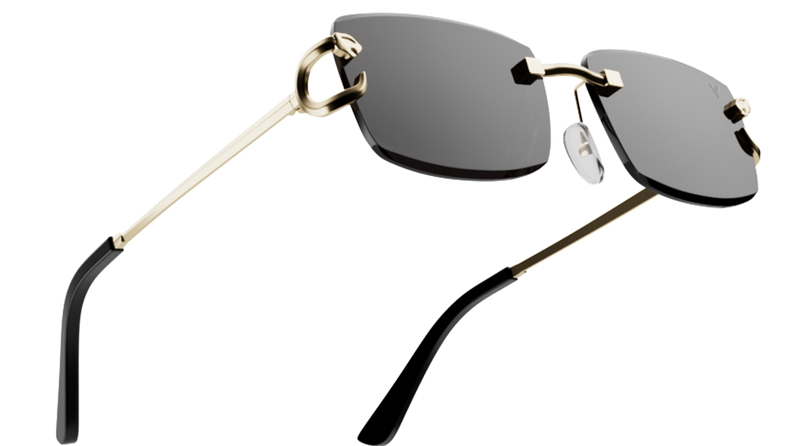 Stud | Brown & Clear Rimless Sunglasses | Golden Frame - MG7526