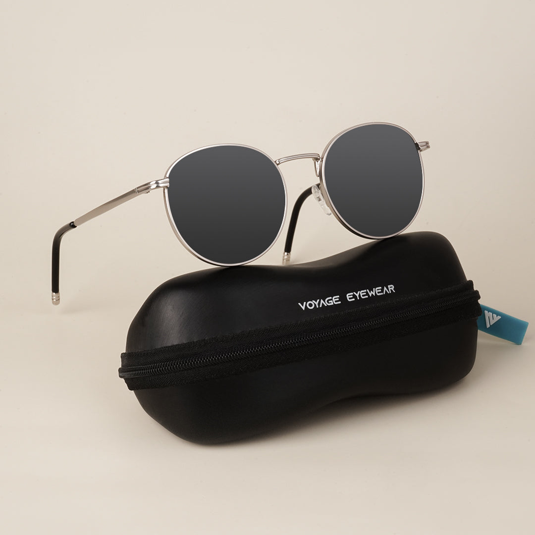 Voyage Premium Round Black Silver Sunglasses - MG3622