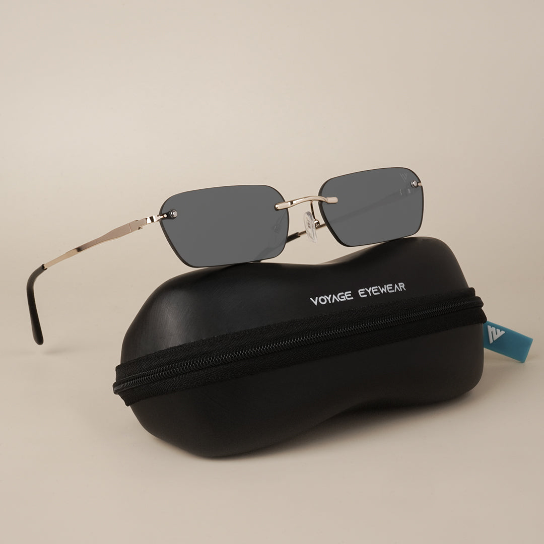 Voyage Black Rimless Rectangle Sunglasses MG3786