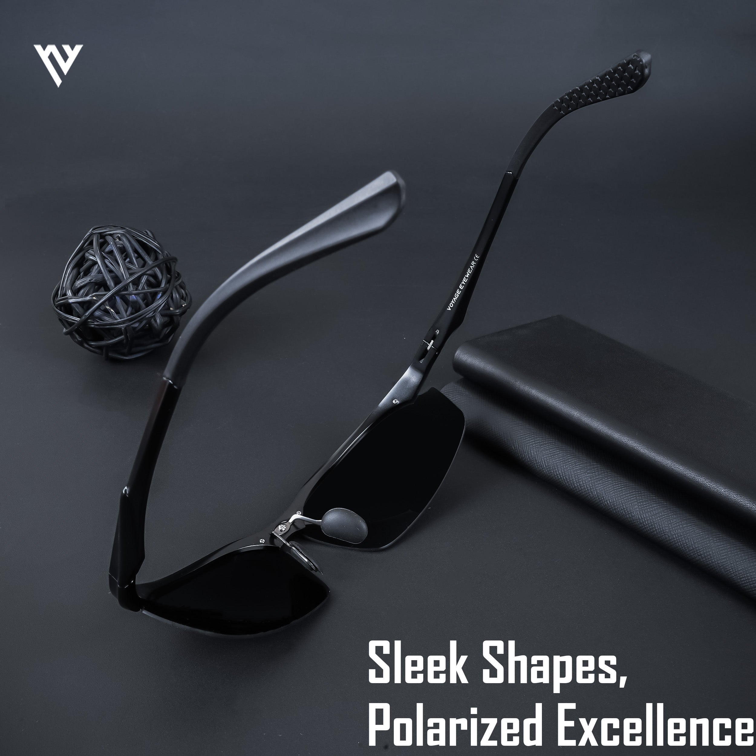 Voyage Exclusive Silver Black Polarized Wrap Around Sunglasses for Men & Women - PMG4646