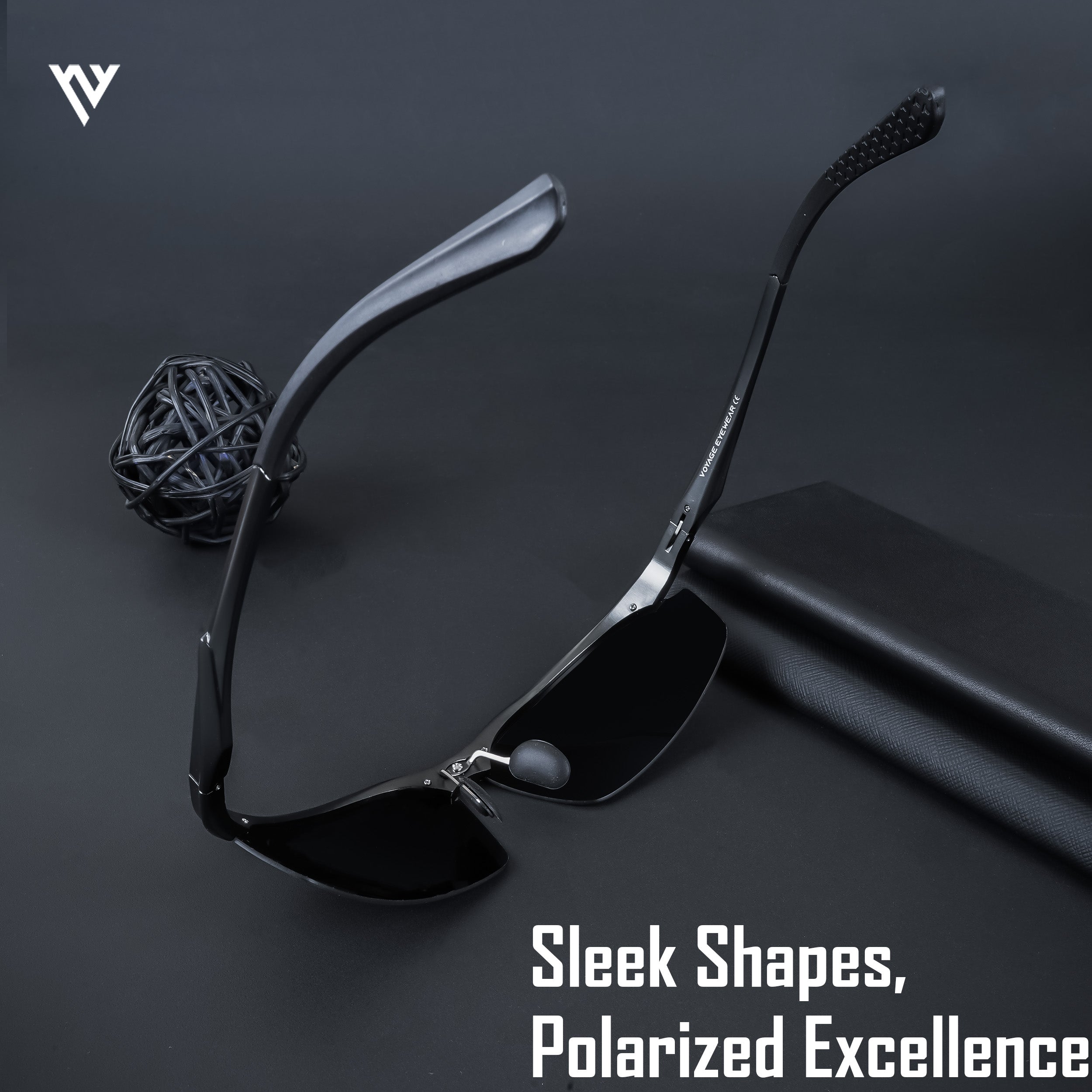 Voyage Exclusive Black Polarized Wrap Around Sunglasses for Men & Women (3100PMG4647)