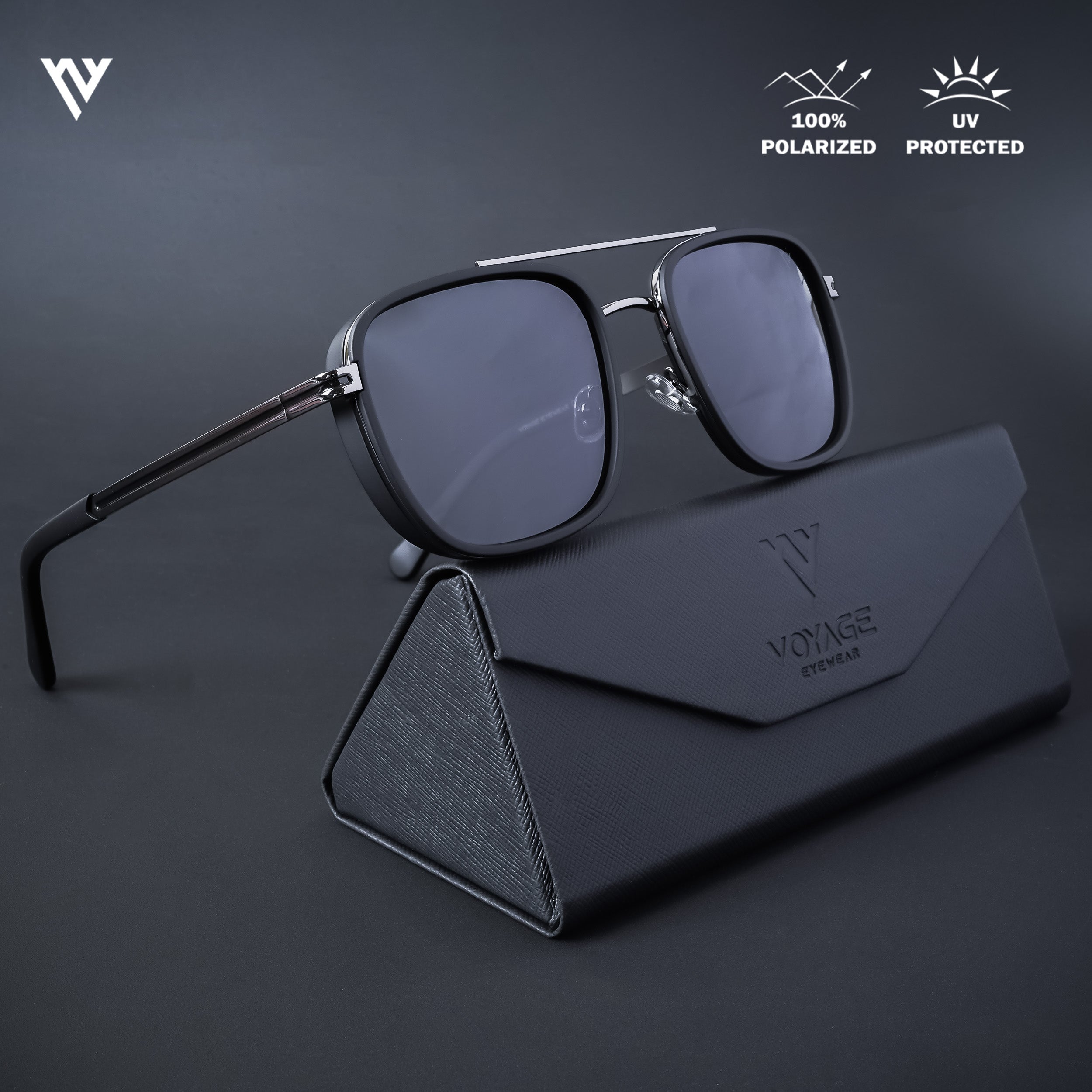 Voyage Exclusive Black Polarized Wayfarer Sunglasses for Men & Women - PMG4650