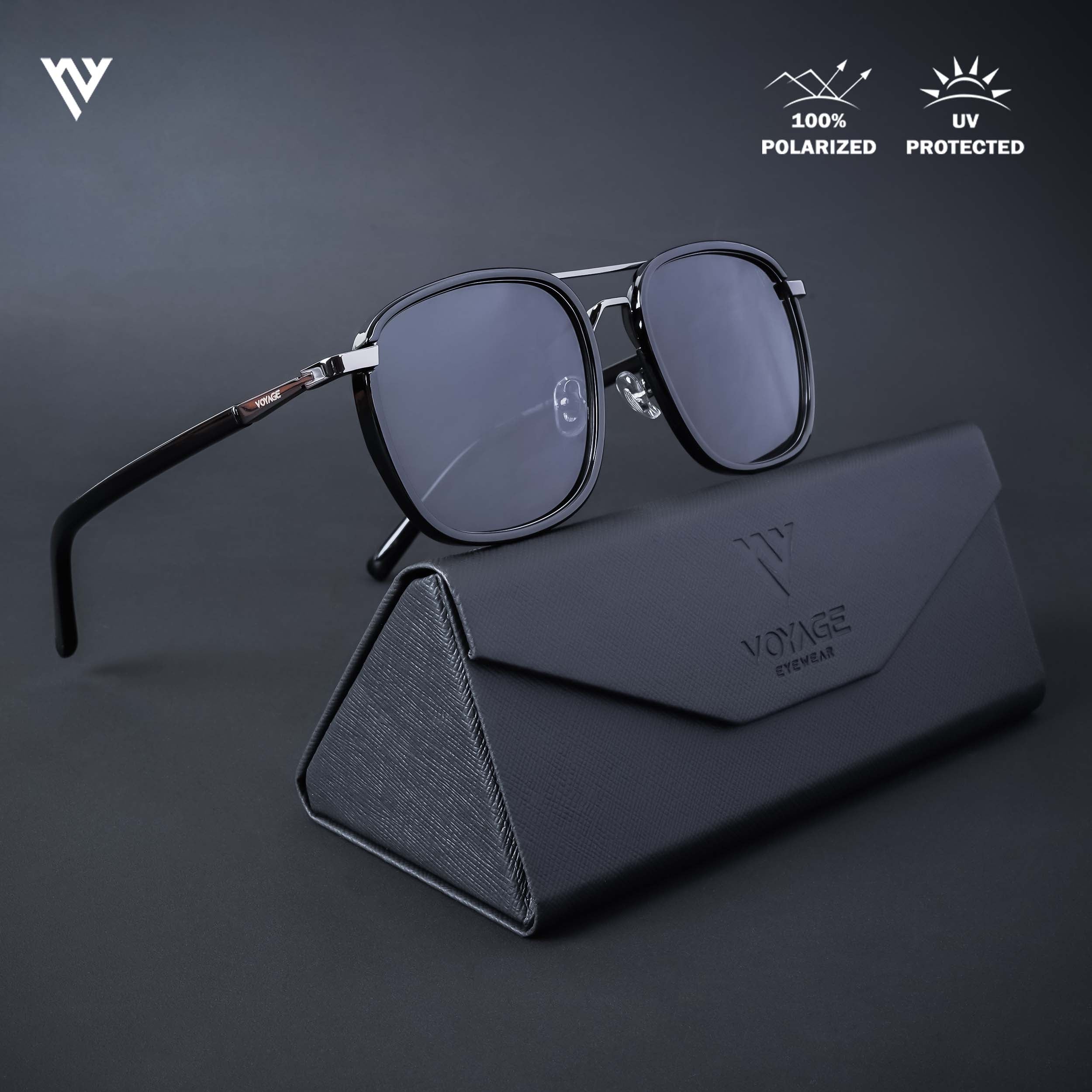 Voyage Exclusive Black Polarized Wayfarer Sunglasses for Men & Women (2106PMG4651)