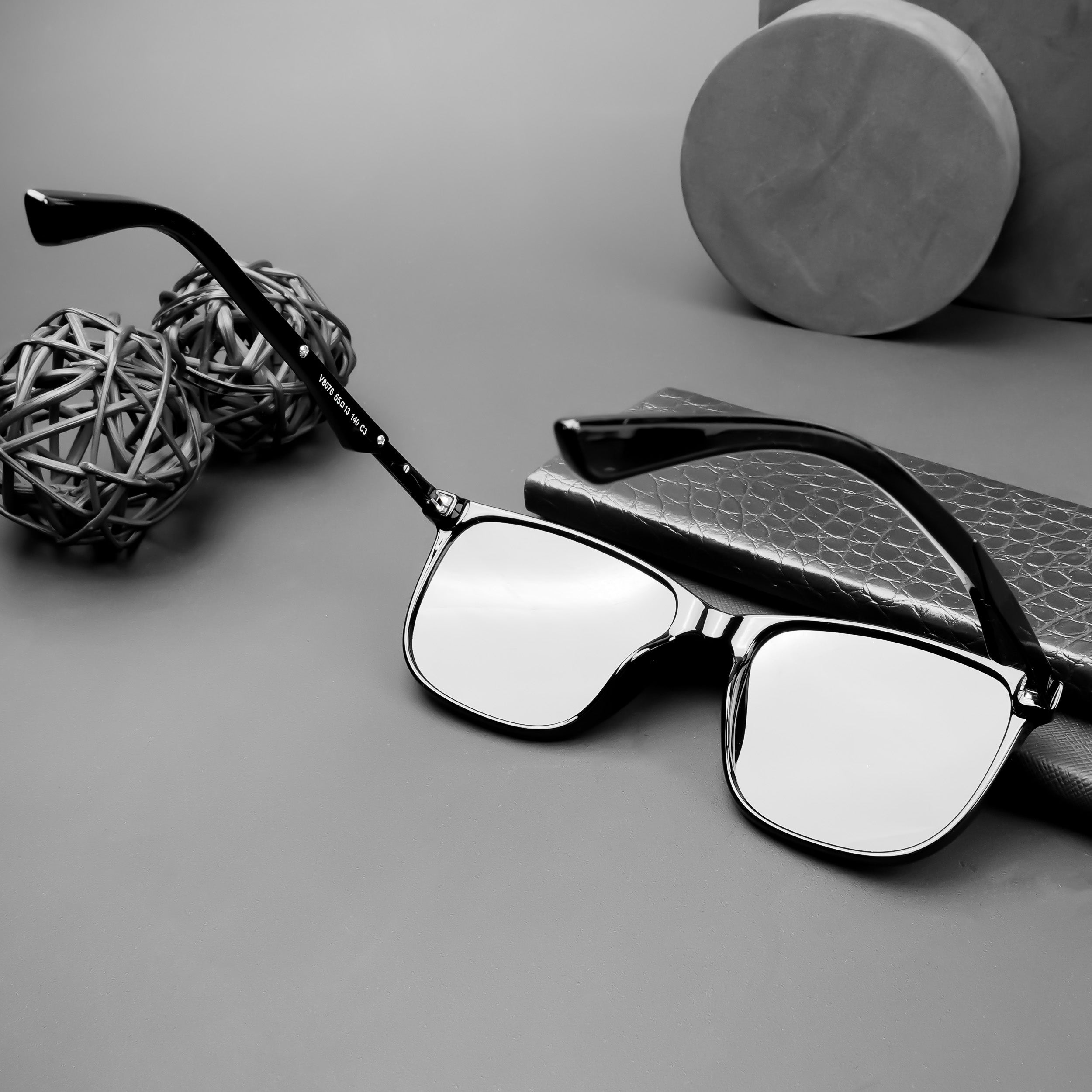 Voyage Exclusive Wayfarer Polarized Sunglasses for Men & Women (Black Lens | Shine Black Frame - PMG5056)