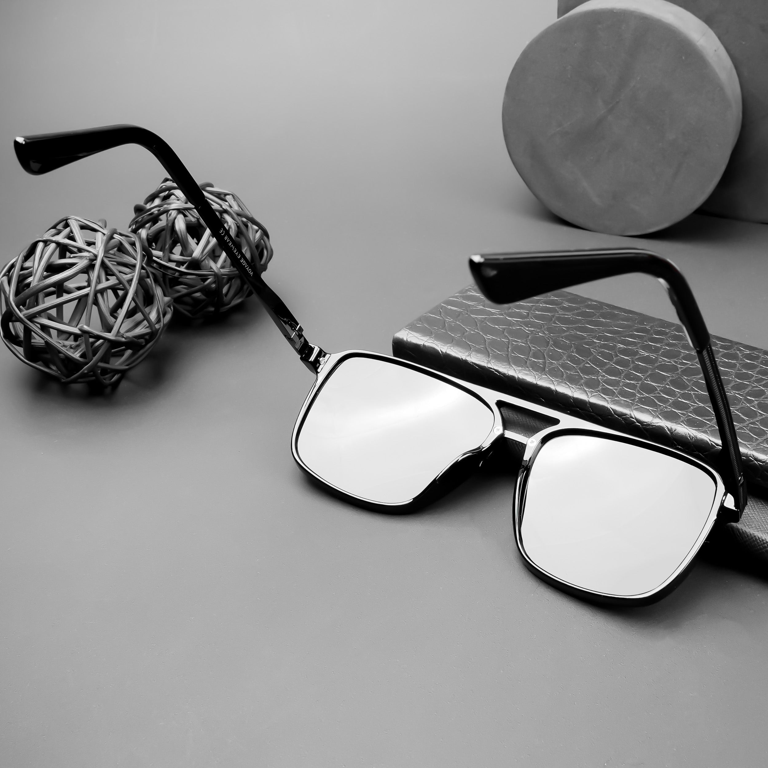 Voyage Exclusive Wayfarer Polarized Sunglasses for Men & Women (Black Lens | Shine Black Frame - PMG5052)