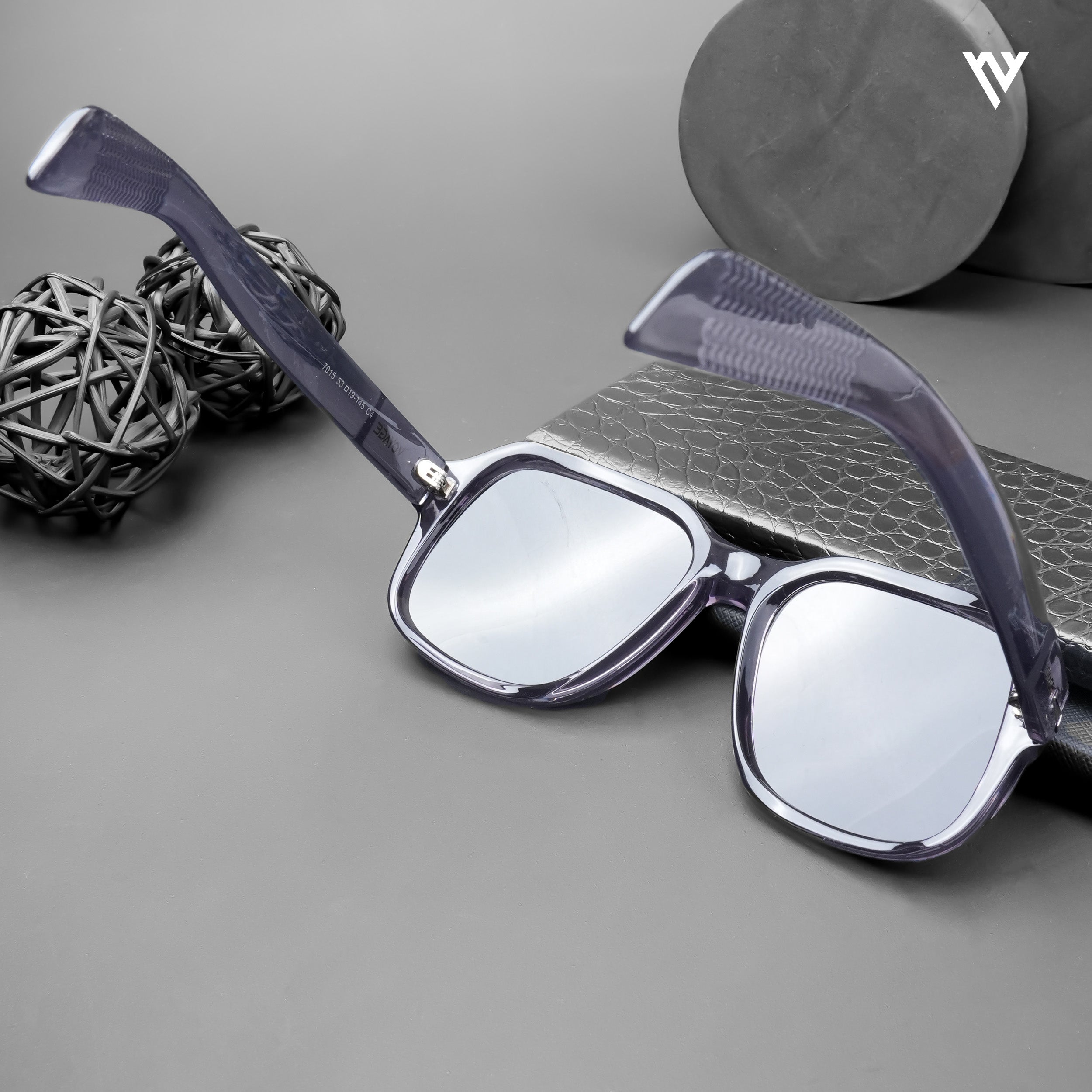 Voyage Exclusive Wayfarer Polarized Sunglasses for Men & Women (Black Lens | Purple Frame - PMG4990)