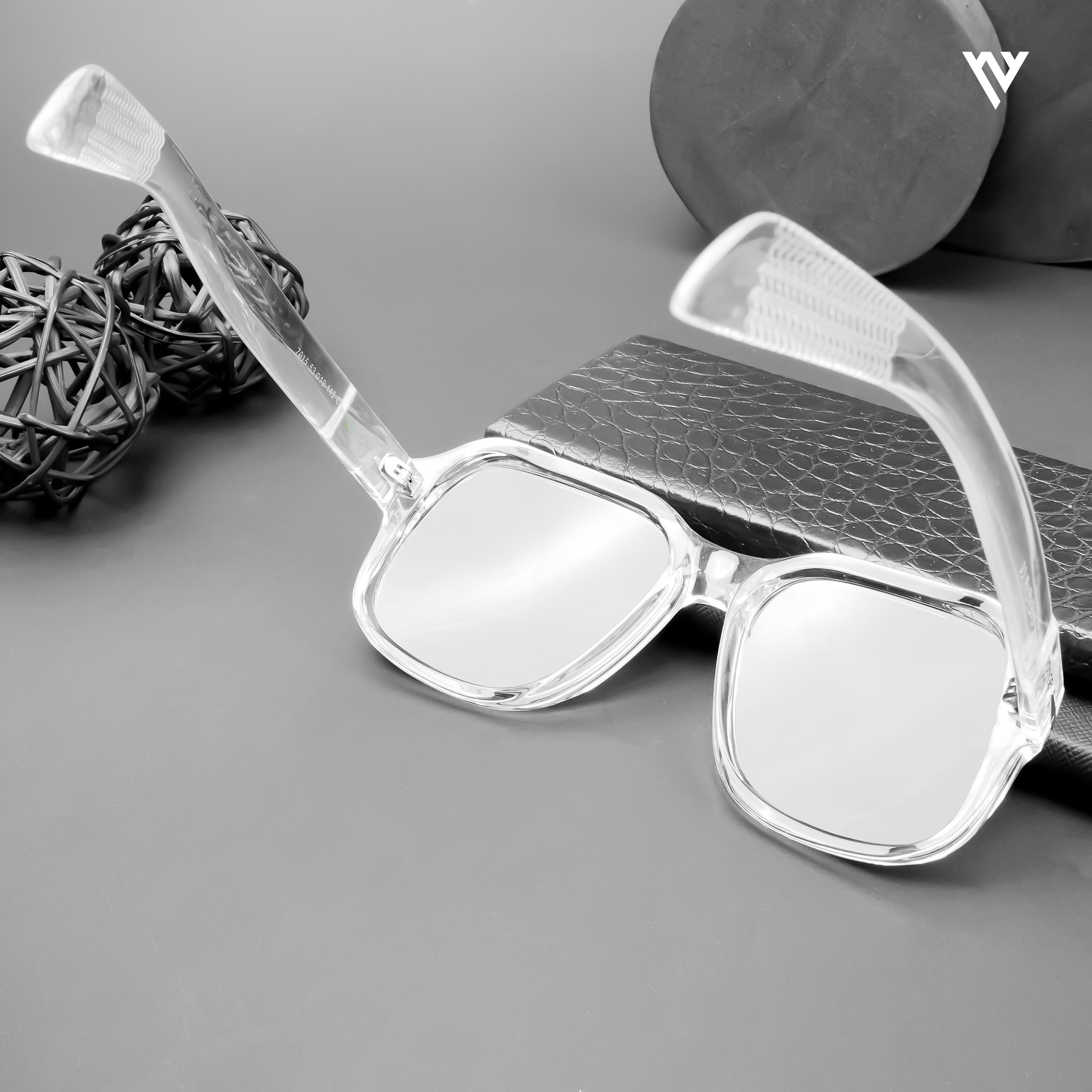 Voyage Exclusive Wayfarer Polarized Sunglasses for Men & Women (Black Lens | Transparent Frame - PMG4988)