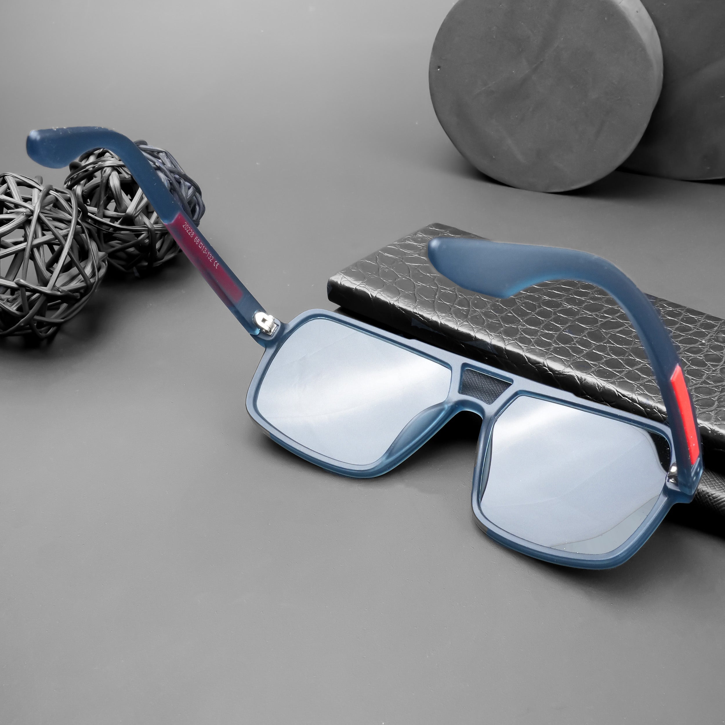 Voyage Exclusive Wayfarer Polarized Sunglasses for Men & Women (Black Lens | Blue Frame - PMG5242)