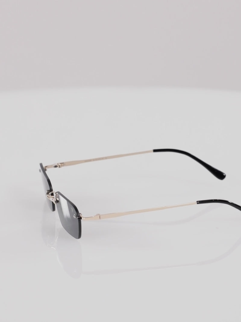 Voyage Underdog Black Rimless Rectangle Sunglasses MG3786
