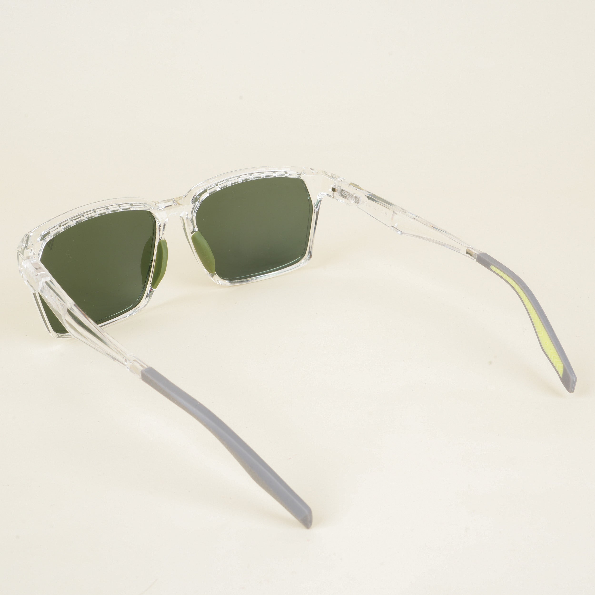 Voyage Wayfarer Polarized Sunglasses for Men & Women (Green Lens | Transparent & Green Frame - PMG5289)