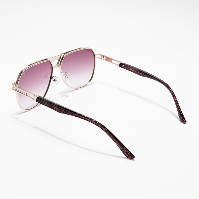 Aviator Sunglasses (Brown & Clear Lens | Golden Frame  - MG5204)