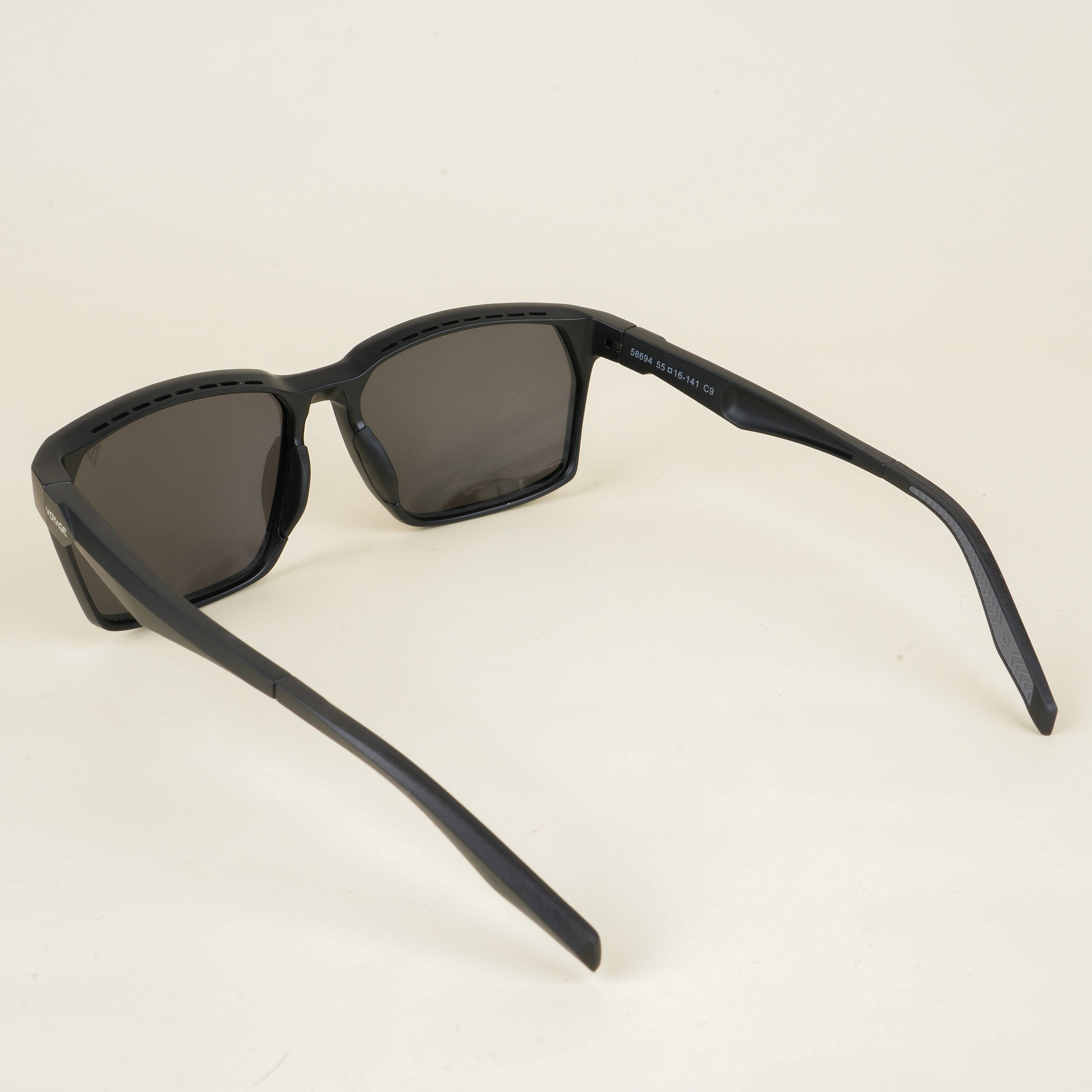 Voyage Wayfarer Polarized Sunglasses for Men & Women (Black Lens | Matt Black Frame - PMG5281)