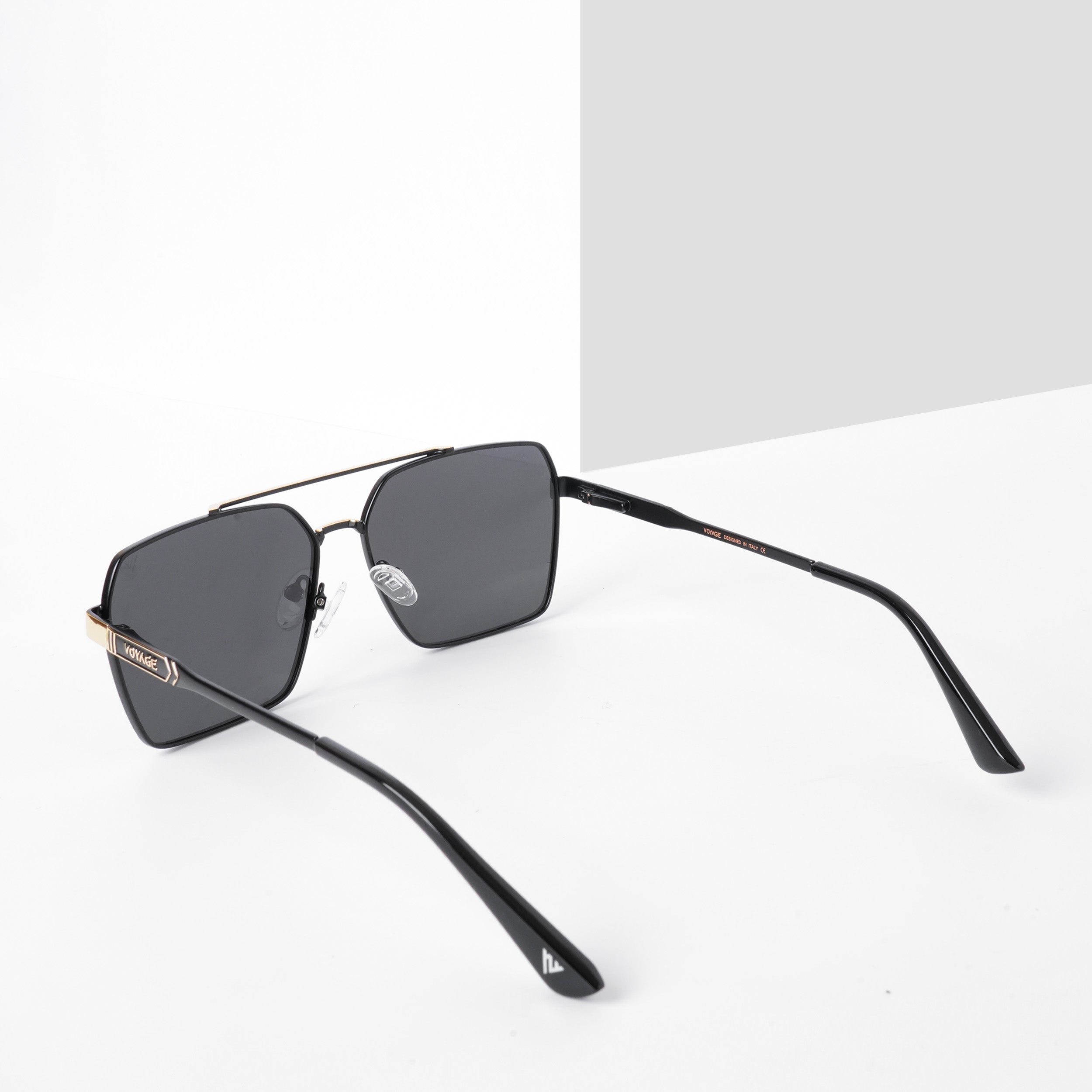 Voyage Exclusive Wayfarer Polarized Sunglasses for Men & Women (Black Lens | Black & Golden Frame - PMG5302)