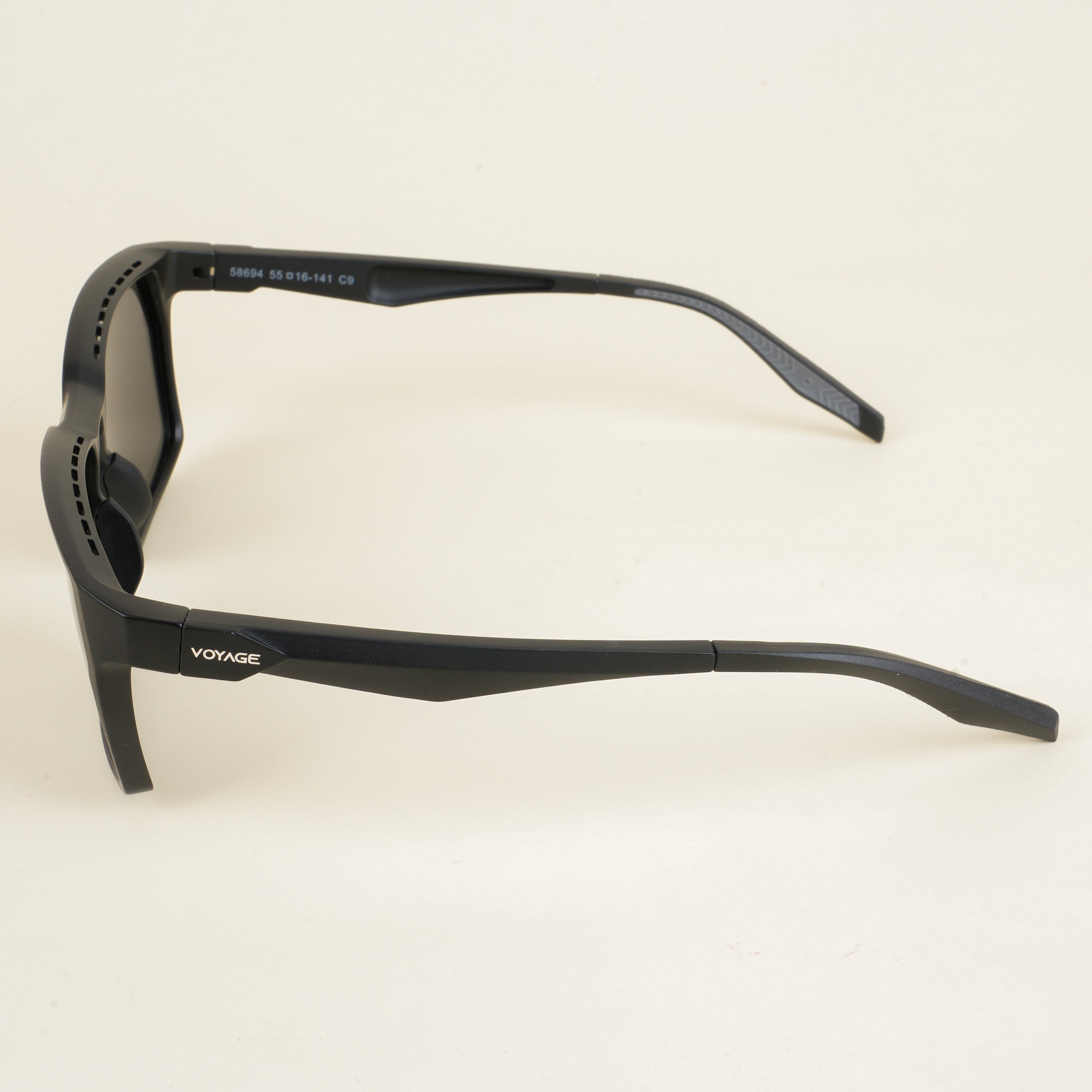 Voyage Wayfarer Polarized Sunglasses for Men & Women (Black Lens | Matt Black Frame - PMG5281)
