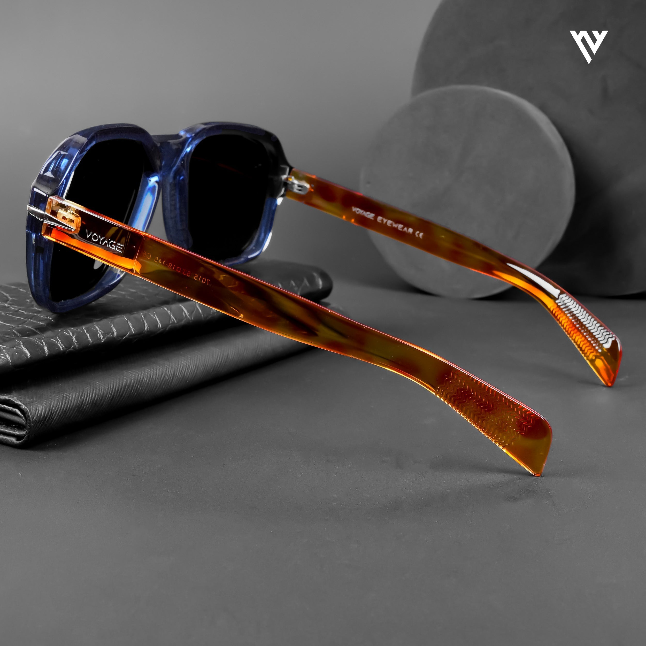 Voyage Exclusive Wayfarer Polarized Sunglasses for Men & Women (Black Lens | Blue Frame - PMG4989)